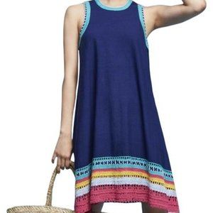 Anthropologie  Akemi & Kin Blue Crochet Trim Halter Shift Dress